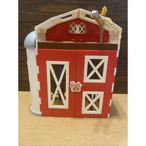 Barbie Red Barn Farm Stable Playset w/ Loft & Pulley – No Accessories